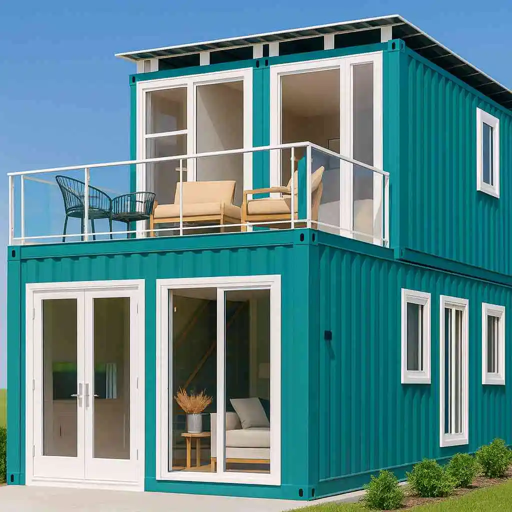 prefabricated container home balcony
